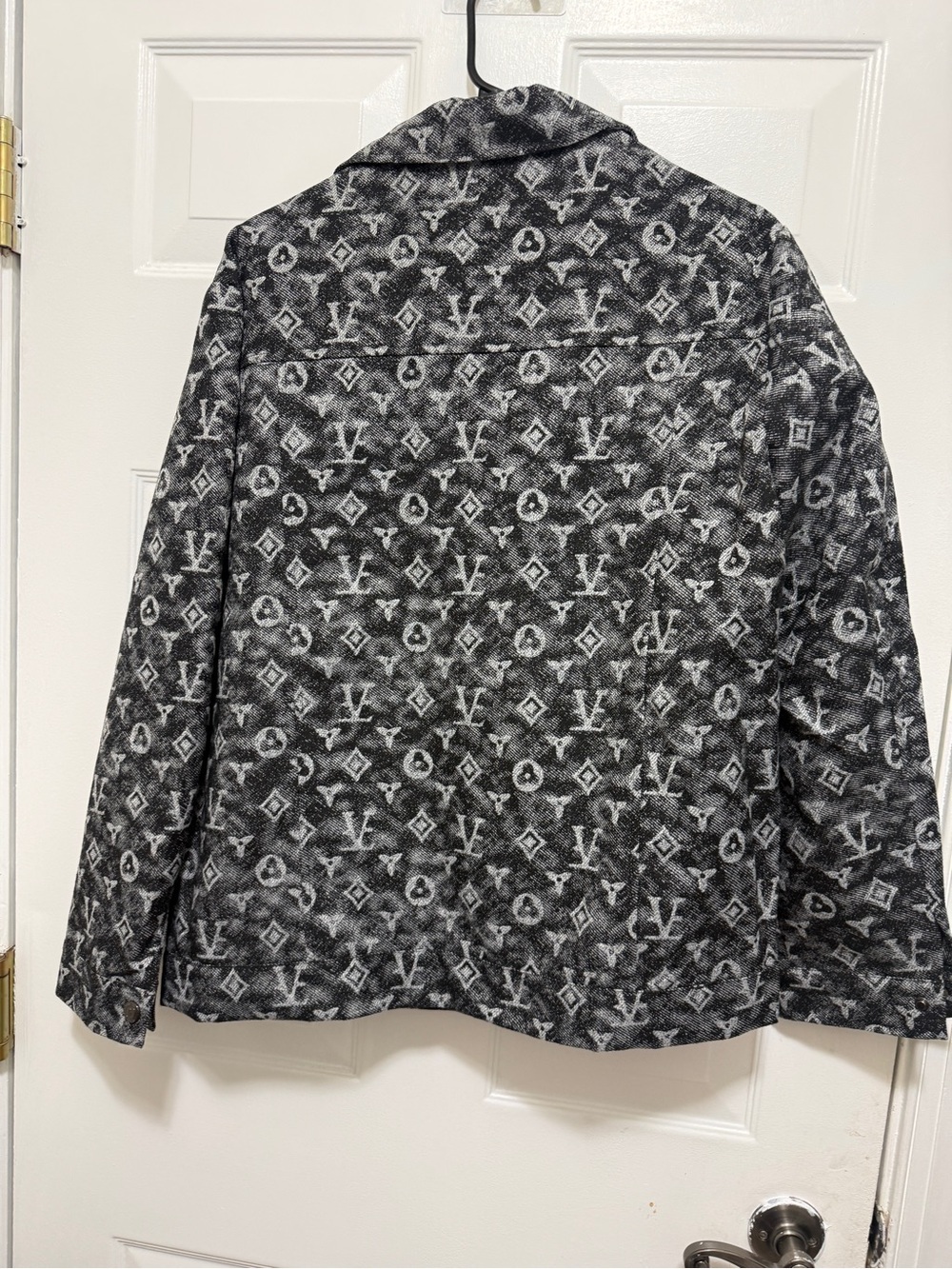 Designer-Inspired Black & Gray Monogram Jacket - Picture 5 of 16